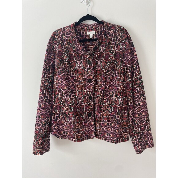 Women's Charter Club Woman light Jacket Floral Geometric Size 3X Cotton Spandex - Picture 1 of 8